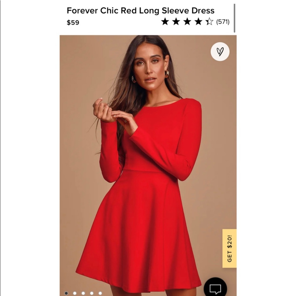 Lulu’s Red Long Sleeve Skater Dress